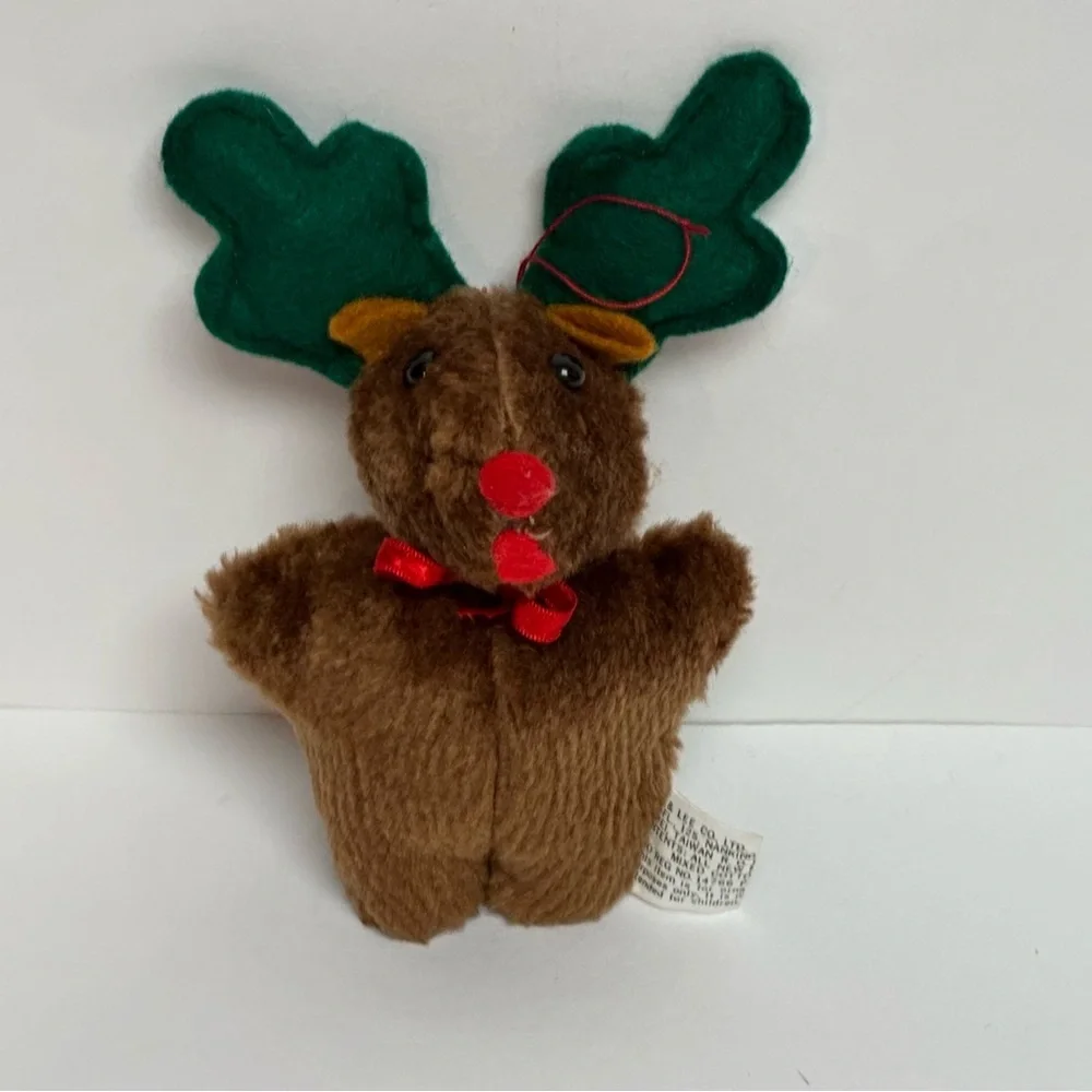 Christmas Ornament Plush Brown Mouse Green Moose Antlers 6.5 in. Rex & Lee Co.